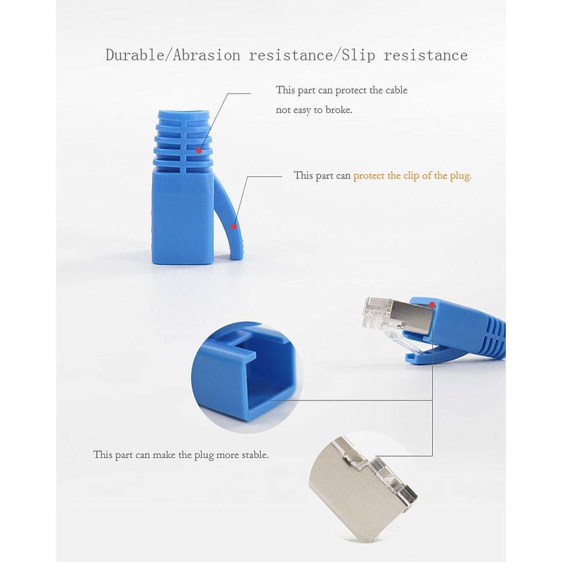 VIVOCH 50 Pcs Cat7 Cat7A Cat8 Strain Relief Boot, RJ45 Plug Connector Cover Modular Network Plug Connector Cap Cable Connector Boots, Blue - Image 4